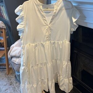White Ruffled Tiered Dress